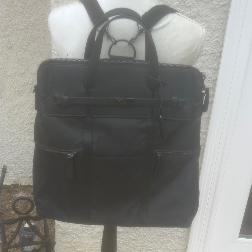 Francine Highline Black Nylon Backpack Messenger Bag